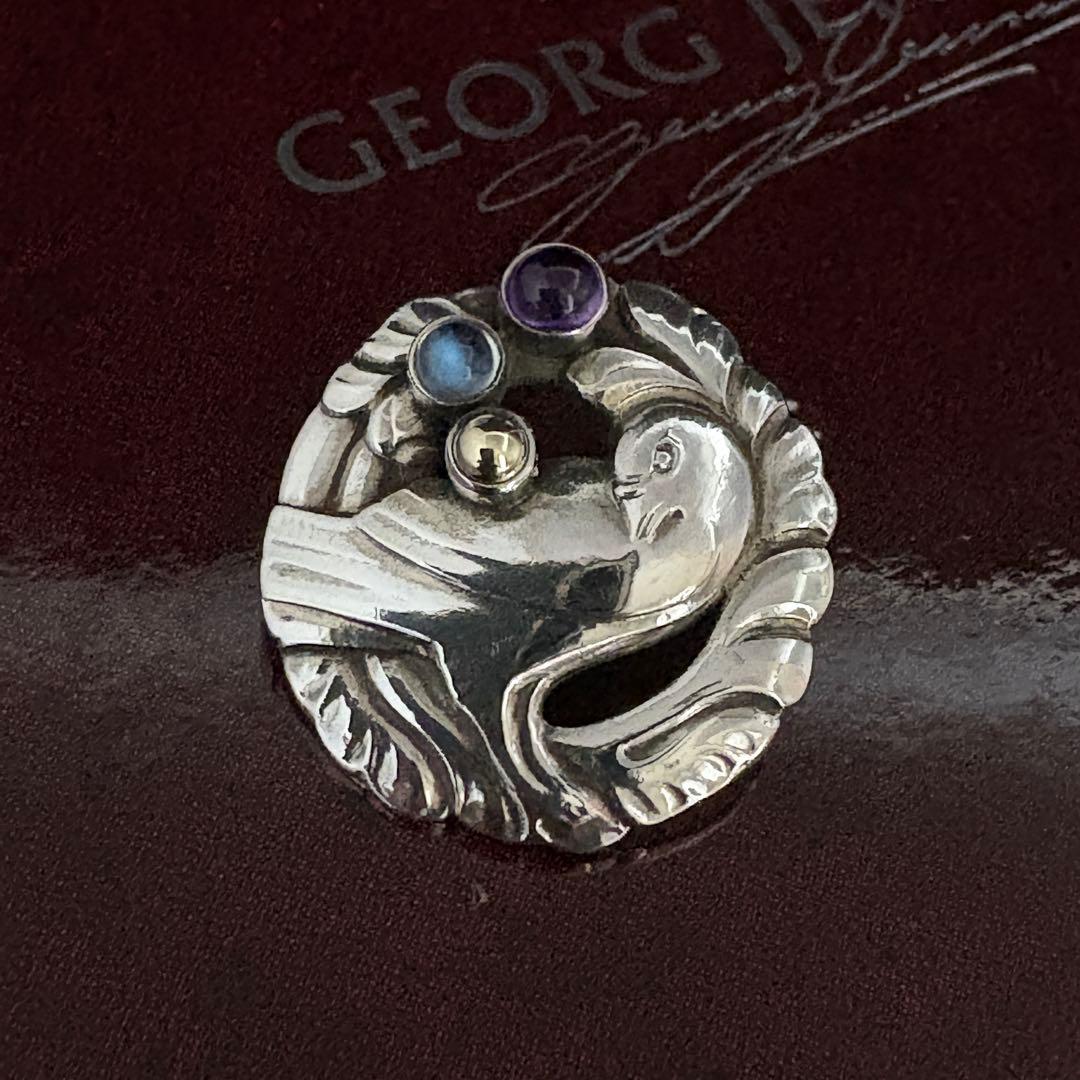 ジョージ ジェンセン ブローチ #191 ムーンストーン アメジスト K18