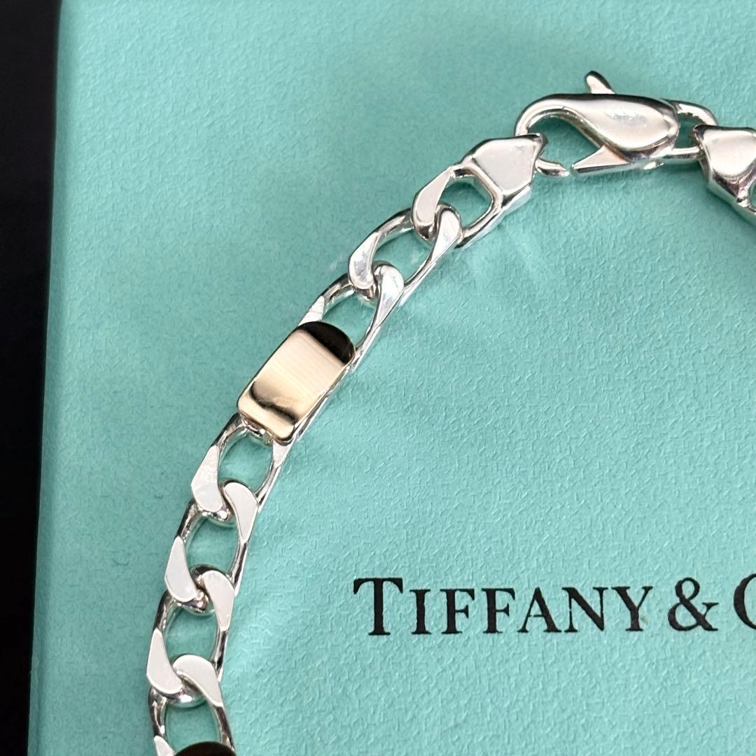 極美品 Tiffany コンビ フィガロ 18金 チェーン ブレスレット