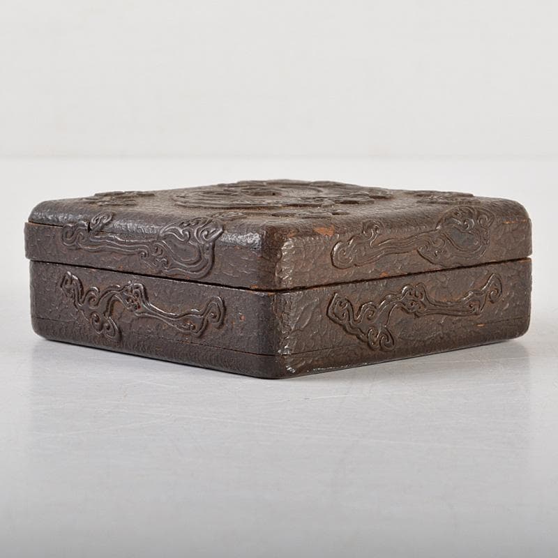 中国　漆塗　神獣文　四方箱　小物入　薬入　C　Ｒ5901