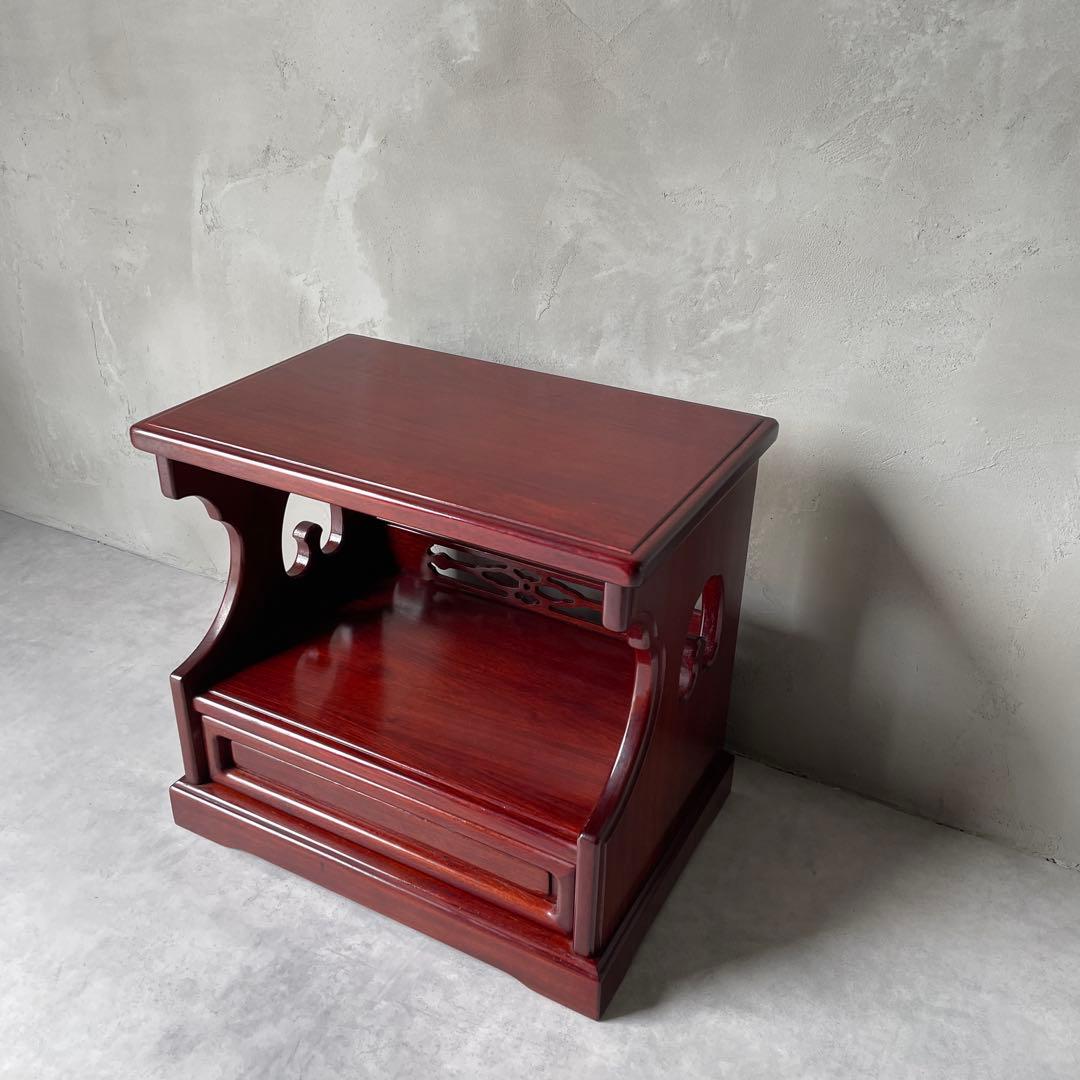 カリモク 唐木家具 和風 電話台 抽斗 引き出し付き サイドボード　小型チェスト