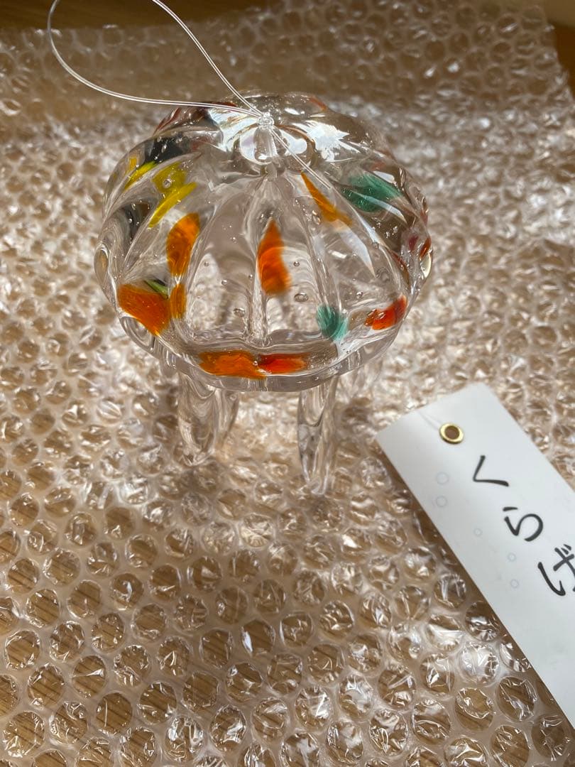 新品　くらげ風鈴　カラフル　ガラス細工 タクグラス クラゲ風鈴