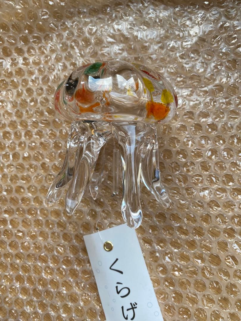 新品　くらげ風鈴　カラフル　ガラス細工 タクグラス クラゲ風鈴