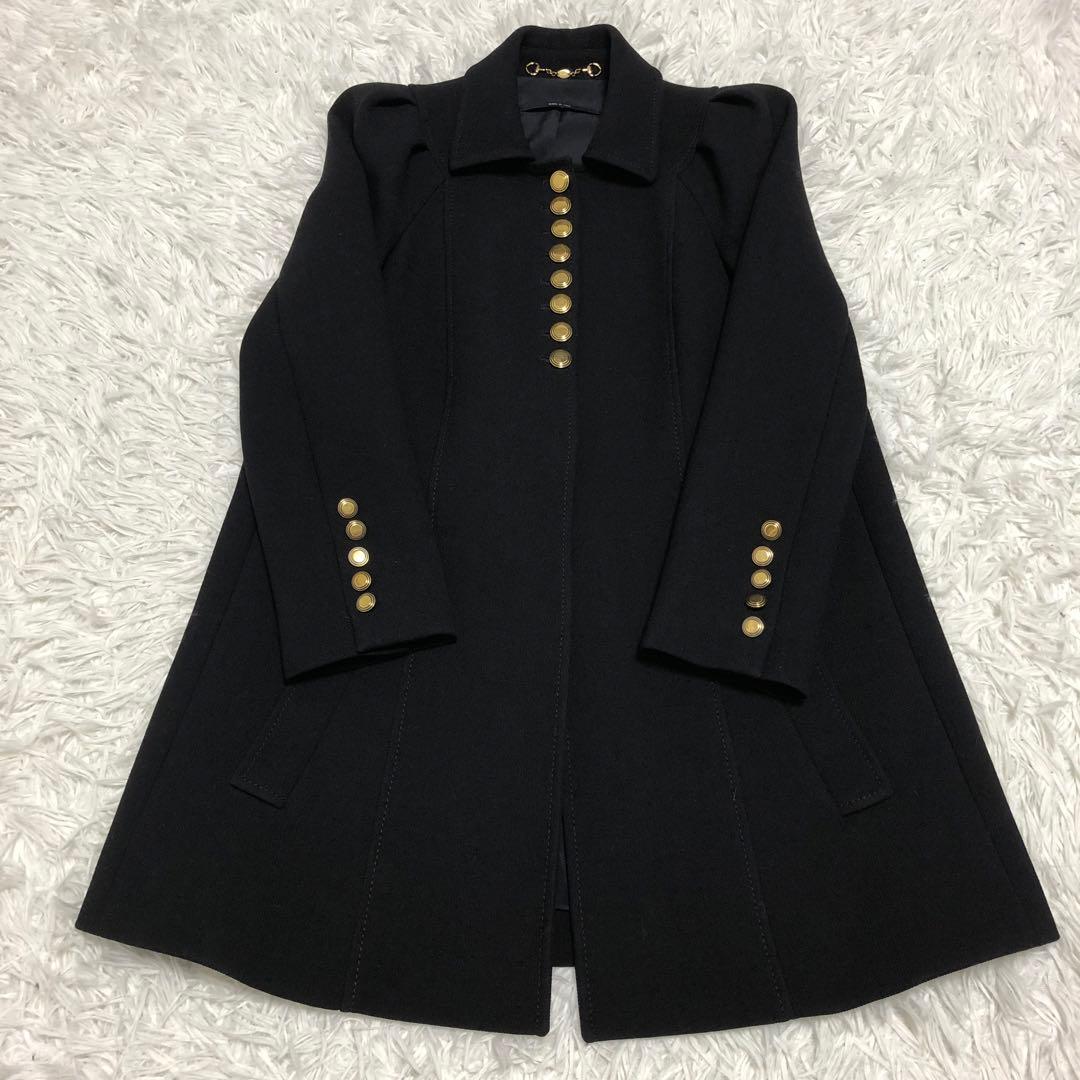 美品　GUCCI ウールコート　金ボタン　ブラック　裏地シルク100%
