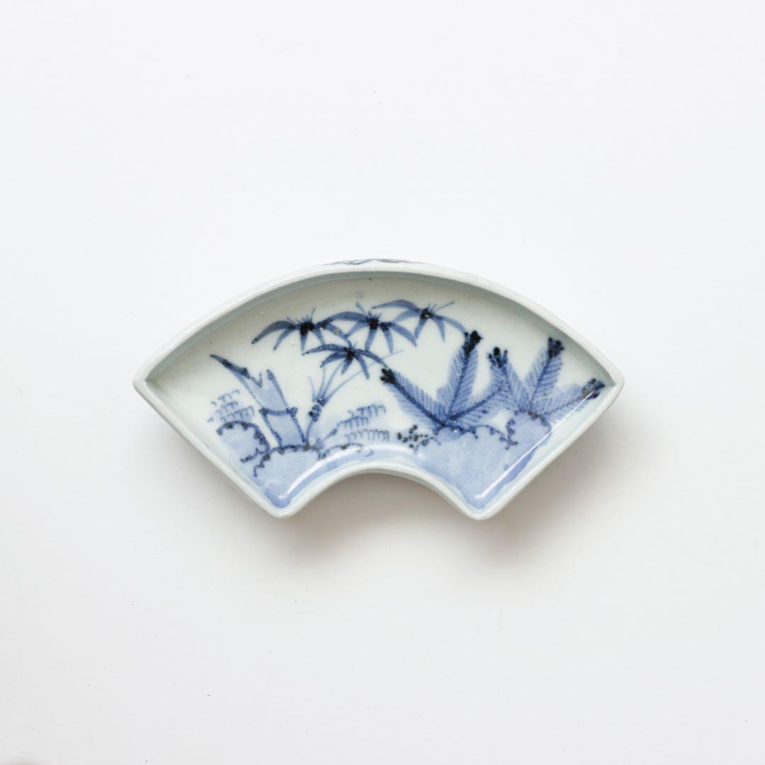 古伊万里　伊万里　江戸　中期　富士山形　扇面形　変形皿　小皿　手塩皿　2客セット