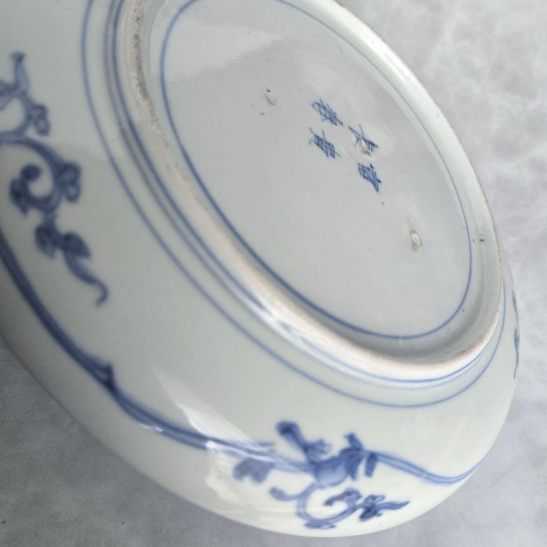 古伊万里　染付　六寸皿　花尽くし　江戸時代　金直し　金継ぎ　アンティーク　骨董