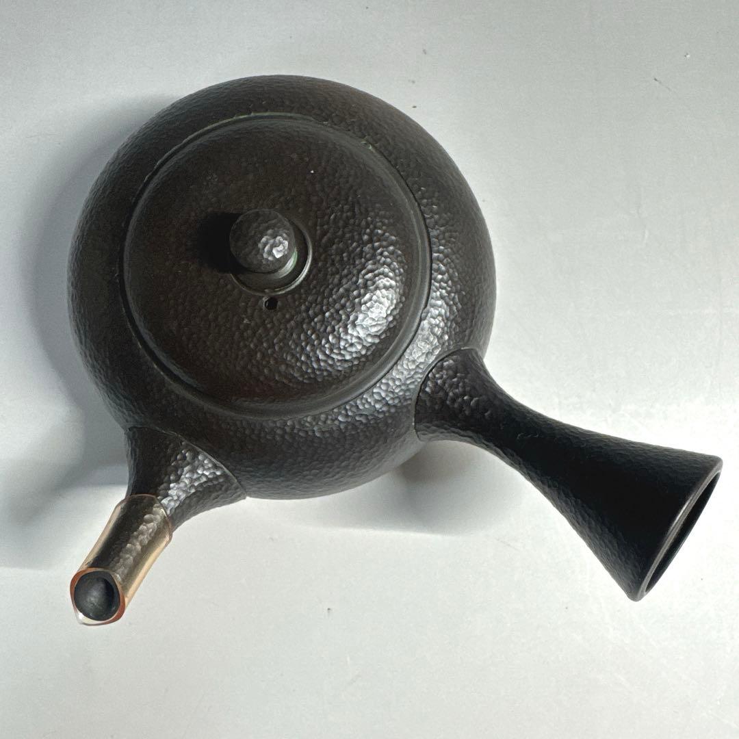 常滑焼　名工　￼村田益規　朱泥窯変　たたき横手急須　茶注　急須　共箱