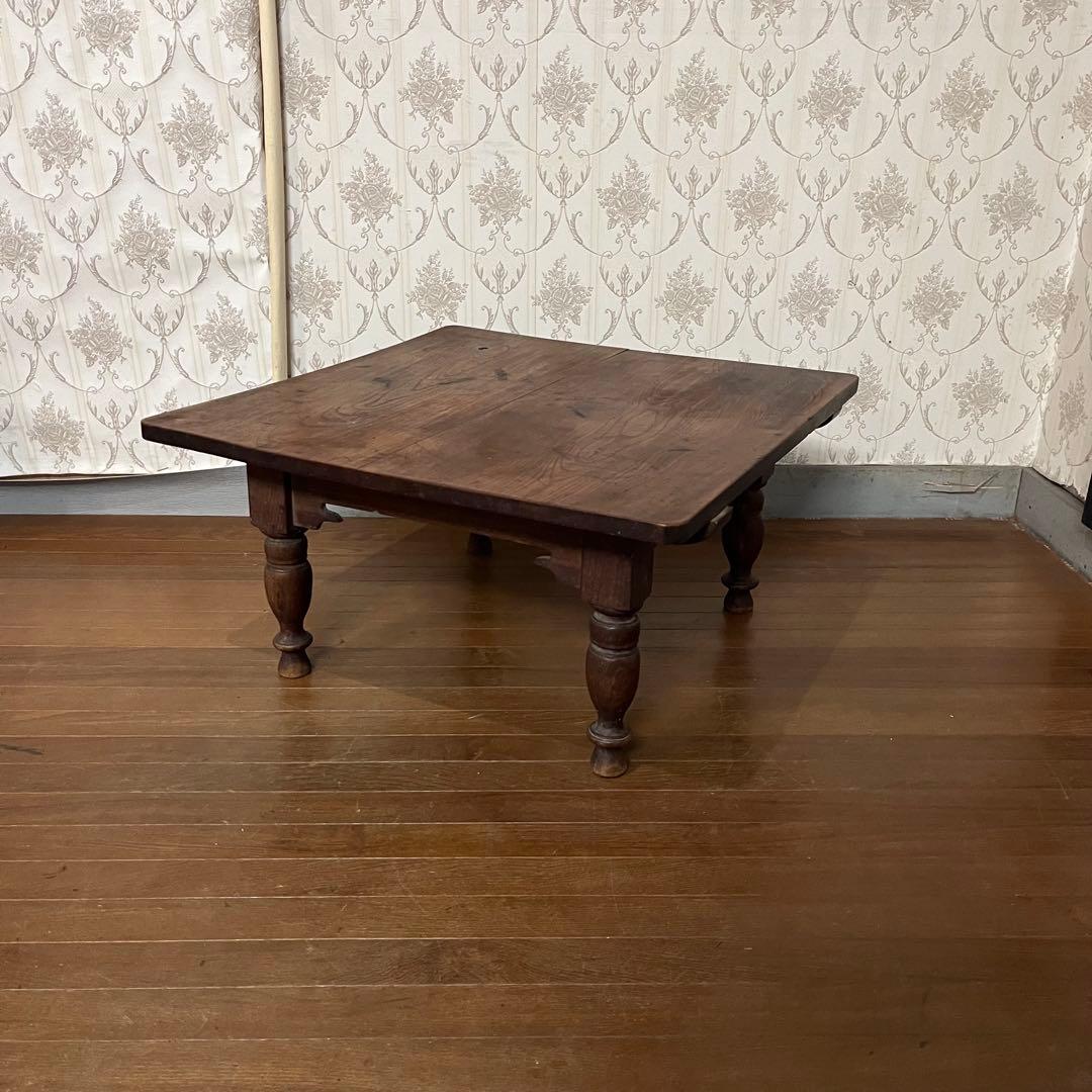 【アンティーク】昭和レトロ 木製 ろくろ脚 ローテーブル 文机 座卓 古道具