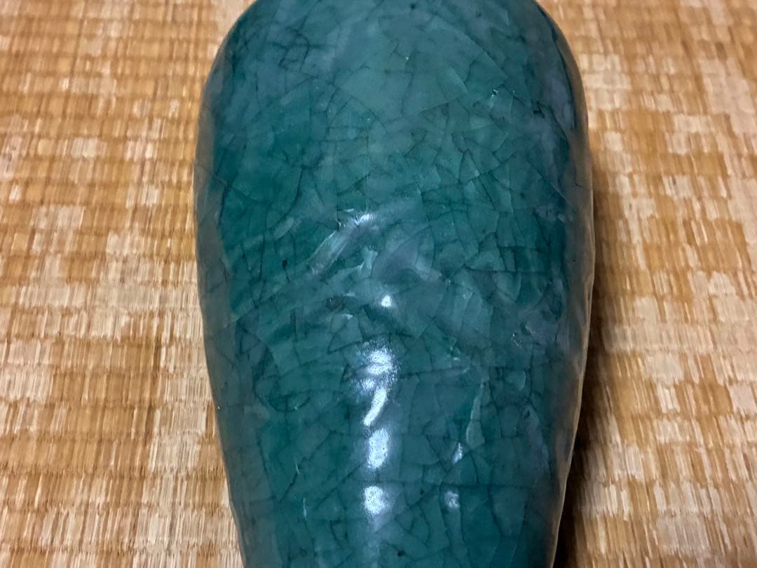 中国 高麗 朝鮮 青緑色 貫入 壺 花入 唐物