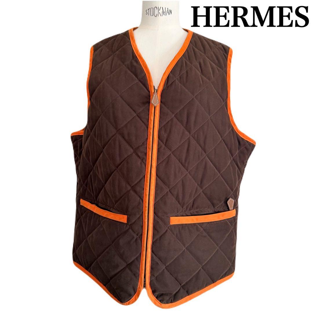 専用　HERMES ヴィンテージ キルティング ベスト ブラウン×オレンジ