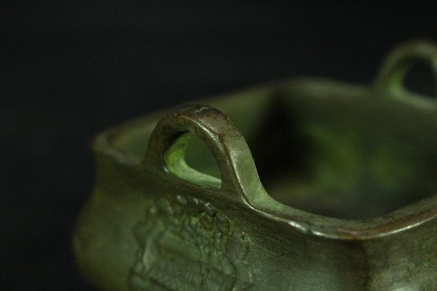 中国美術 古銅 宣徳 四方 香炉 豆香炉 古美術(K-YC538)