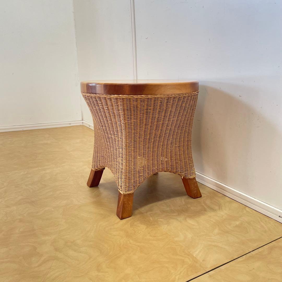 ペーパーコード編み 木製 サイドテーブル 花台 スツール テーブル 椅子 イス
