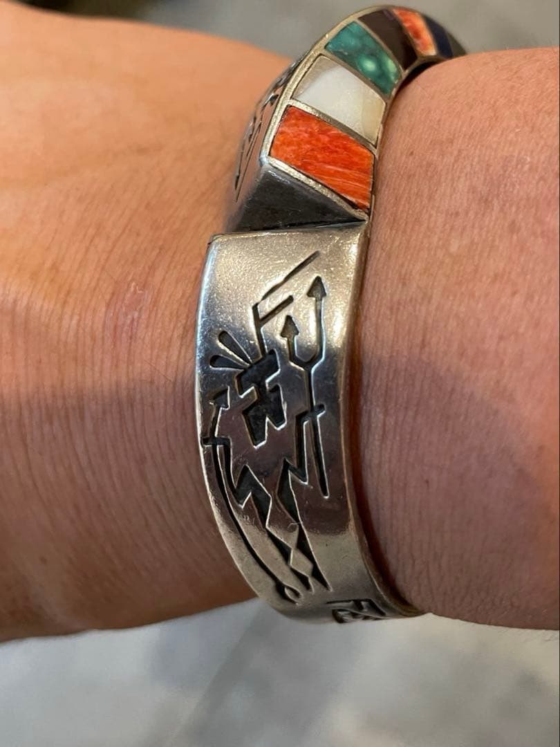 た*こ様 ロンパーカー インレイ×オーバーレイ バングル　ナバホ NAVAJO