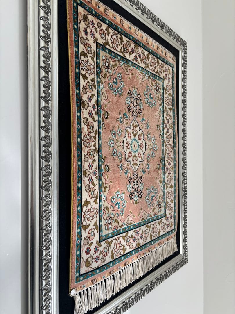 世界最高峰のトルコ カイセリ産 総シルク 手織り絨毯 53×42cm 証紙付