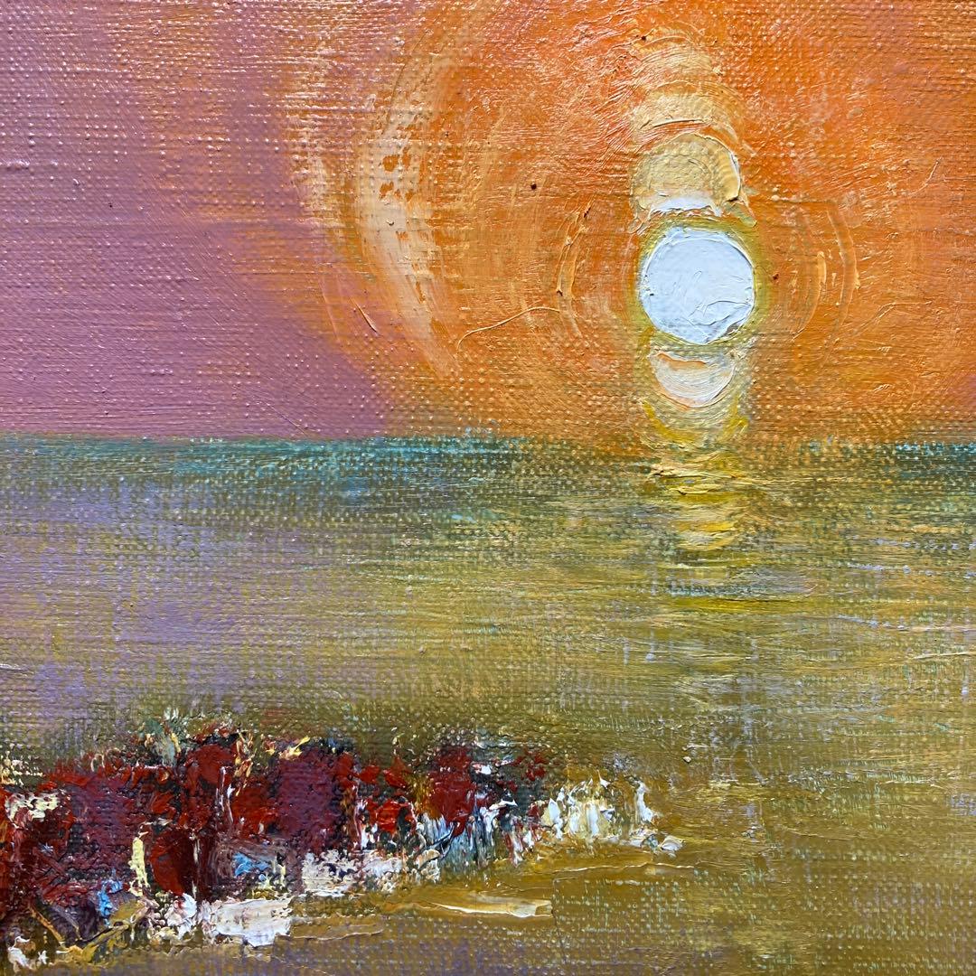 内田公雄「桜島暮色」8割引 額40×45絵22×27cm油彩画家 箱付