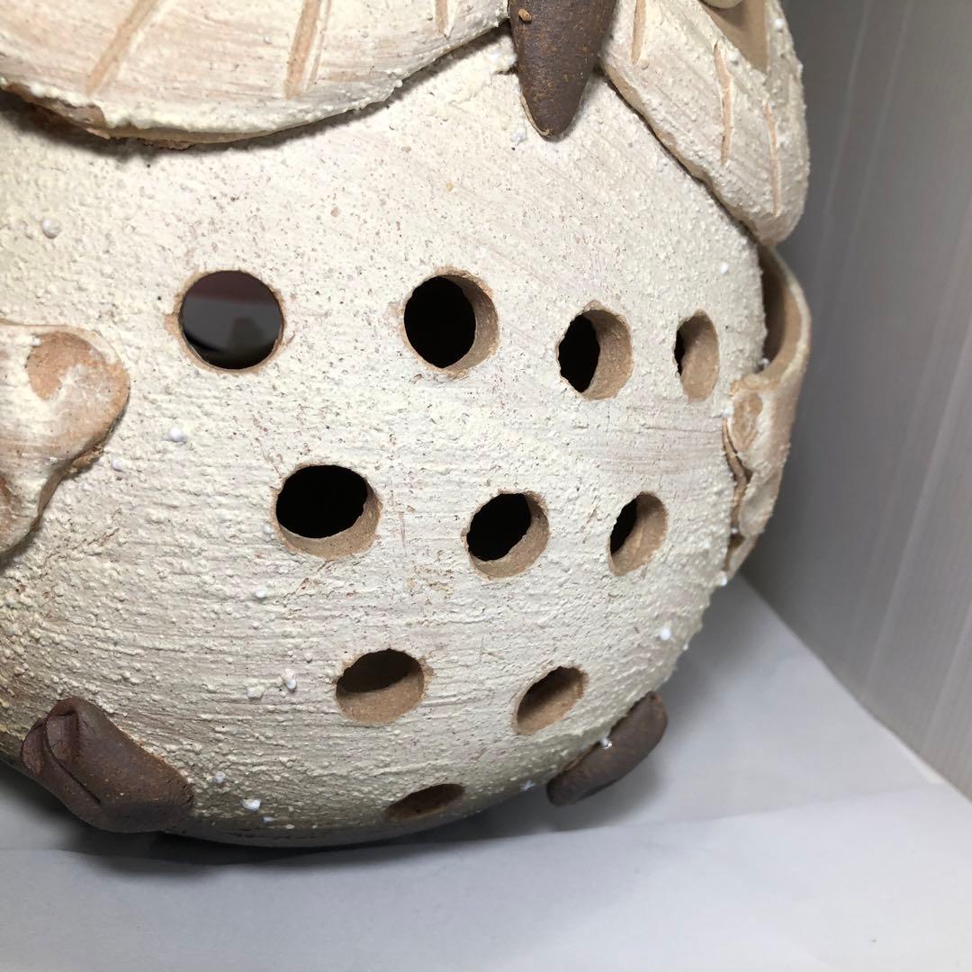 ふくろう 照明 信楽焼 明山窯 灯り