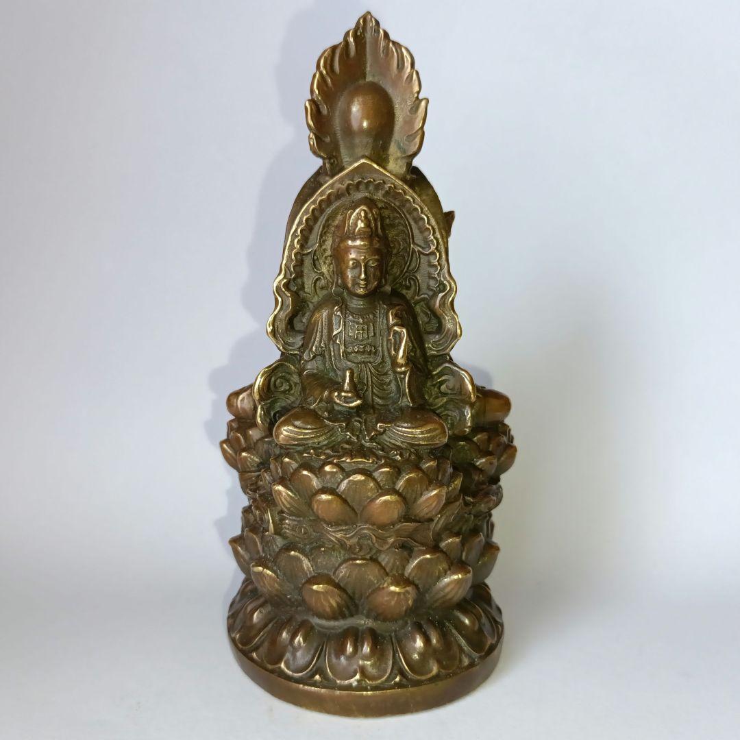 三面仏　真鍮　仏像　釈迦如来像　菩薩像　三蔵法師　大仏様　縁起物　神仏　置物