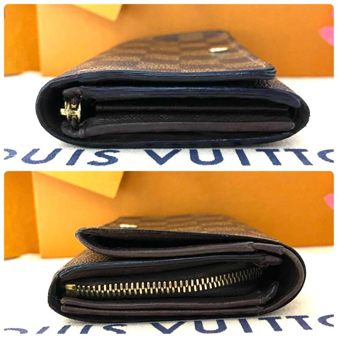 ルイ ヴィトン◎トレゾール ダミエ エベヌ 二つ折り L字ファスナー ブラウン