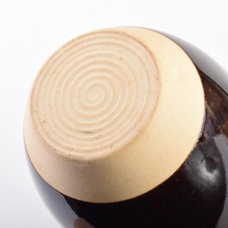 茶道具　高取焼　清水茂生造　文琳茶入　仕覆付　共箱　V　7006