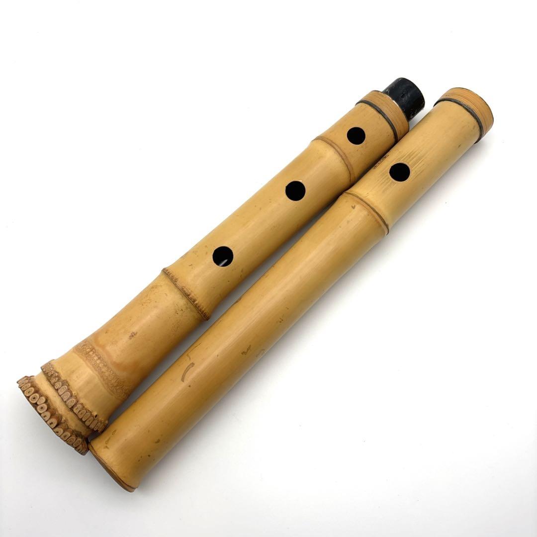 【美品】尺八　琴古流　バチ型　銘あり　竹治　1尺8寸　5孔　和楽器
