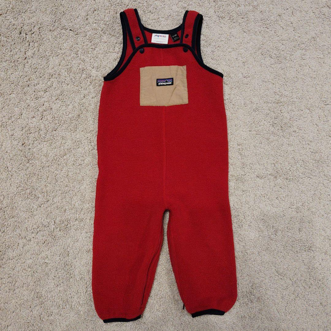 patagonia フリースオーバーオール 赤