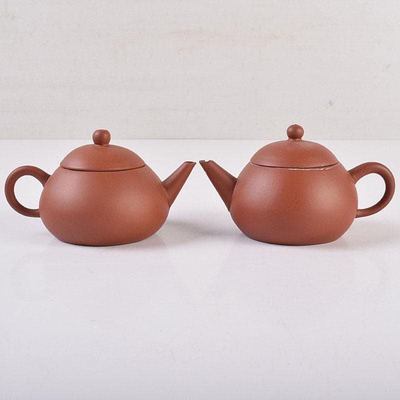 中国　中国宣興銘　紫砂　朱泥　急須　茶壷　一對　V　R8965