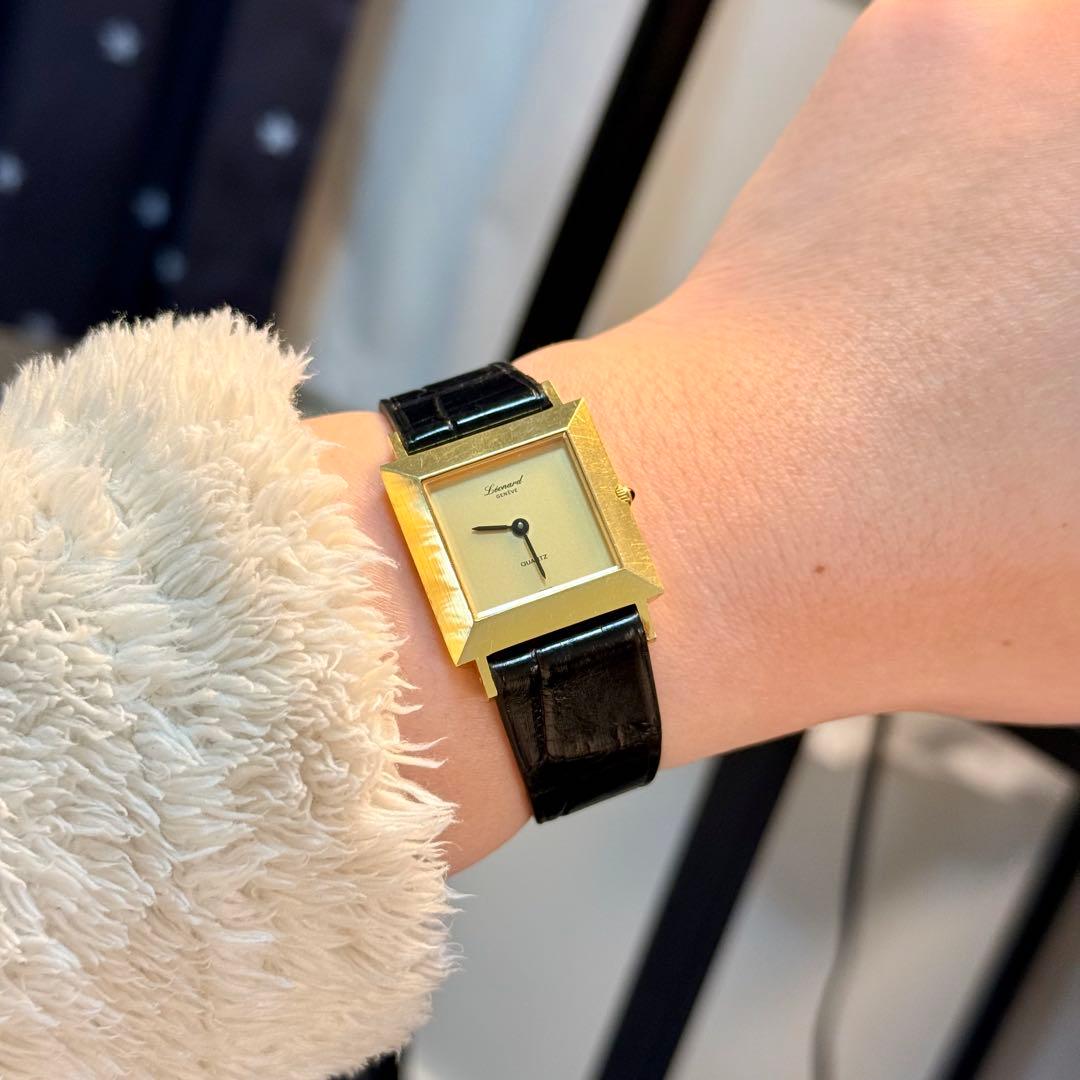 VINTAGE LEONARD GENEVE金文字盤 タンク 1980's