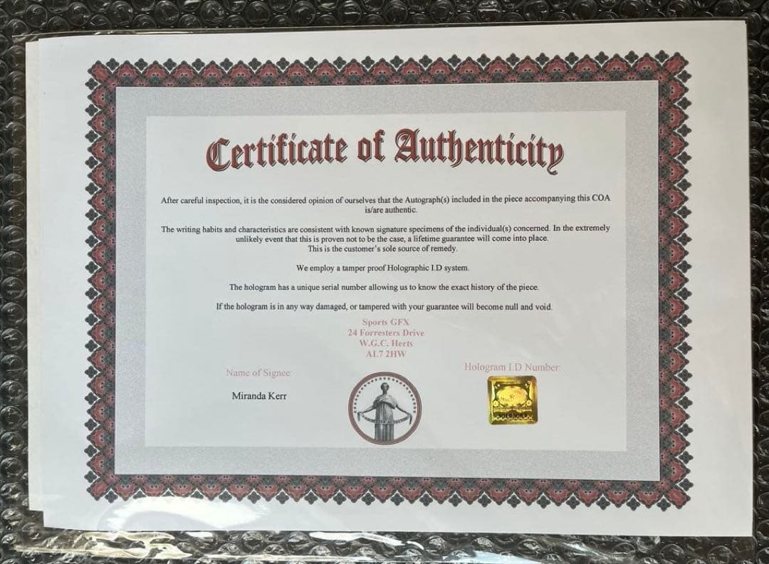 ミランダ・カー 直筆サイン入り A4写真 ☆COA証明書付き☆