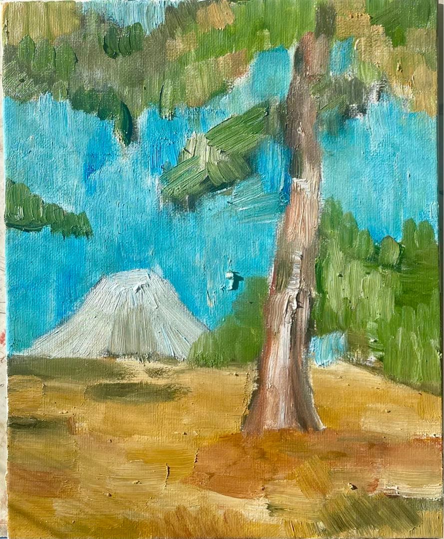 【絵画】風景画 原画「富士山の見える風景」