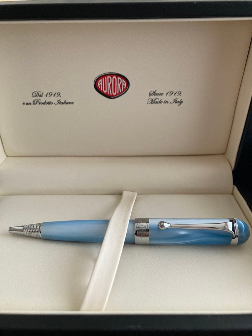 AURORA ライトブルーボールペン 専用ケース付き