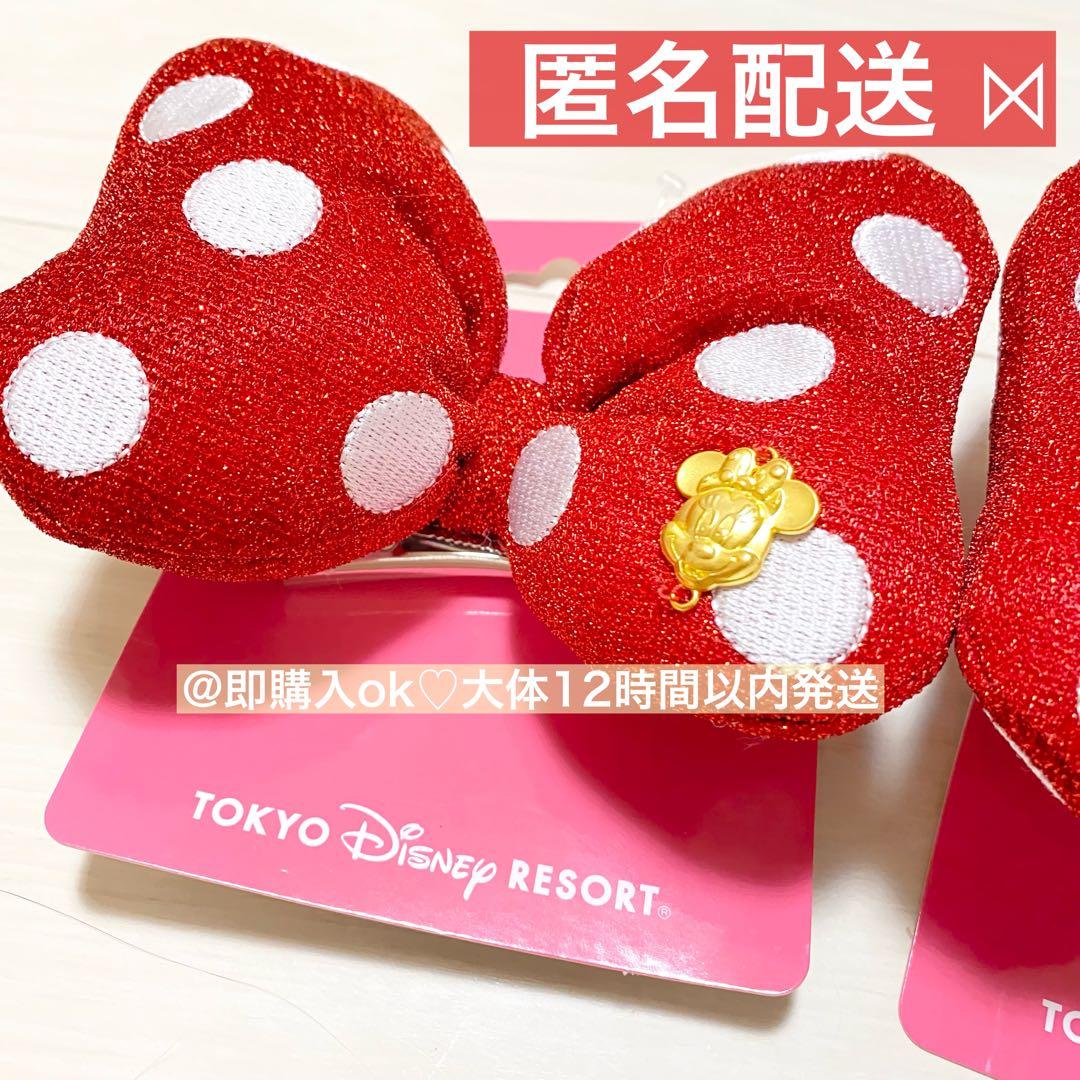 【大】ミニー 水玉 リボン ヘアゴム 2個セット ディズニー ファンタジー