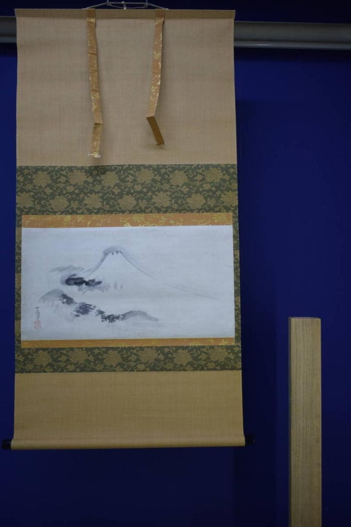 真作/茗圃/風花翁/夏富士山水図/名古屋/日泰寺/所蔵伝来/布袋屋掛軸HJ-63