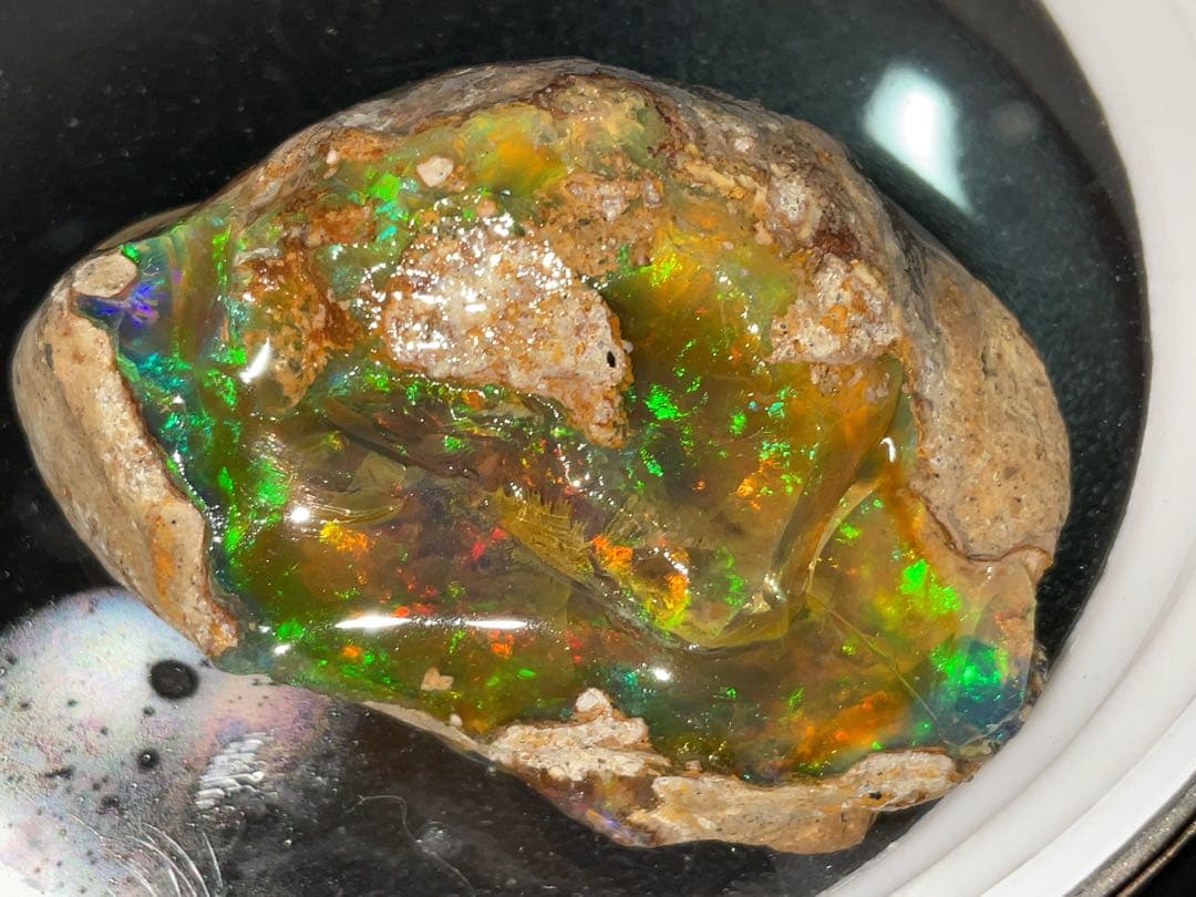 【150CT】エチオピア　オパール　原石　緑　オレンジ