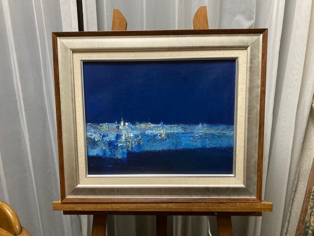 油彩　油絵　海峡　[江草修] 裏書サイン有　美術年鑑掲載作家　Ｆ６号