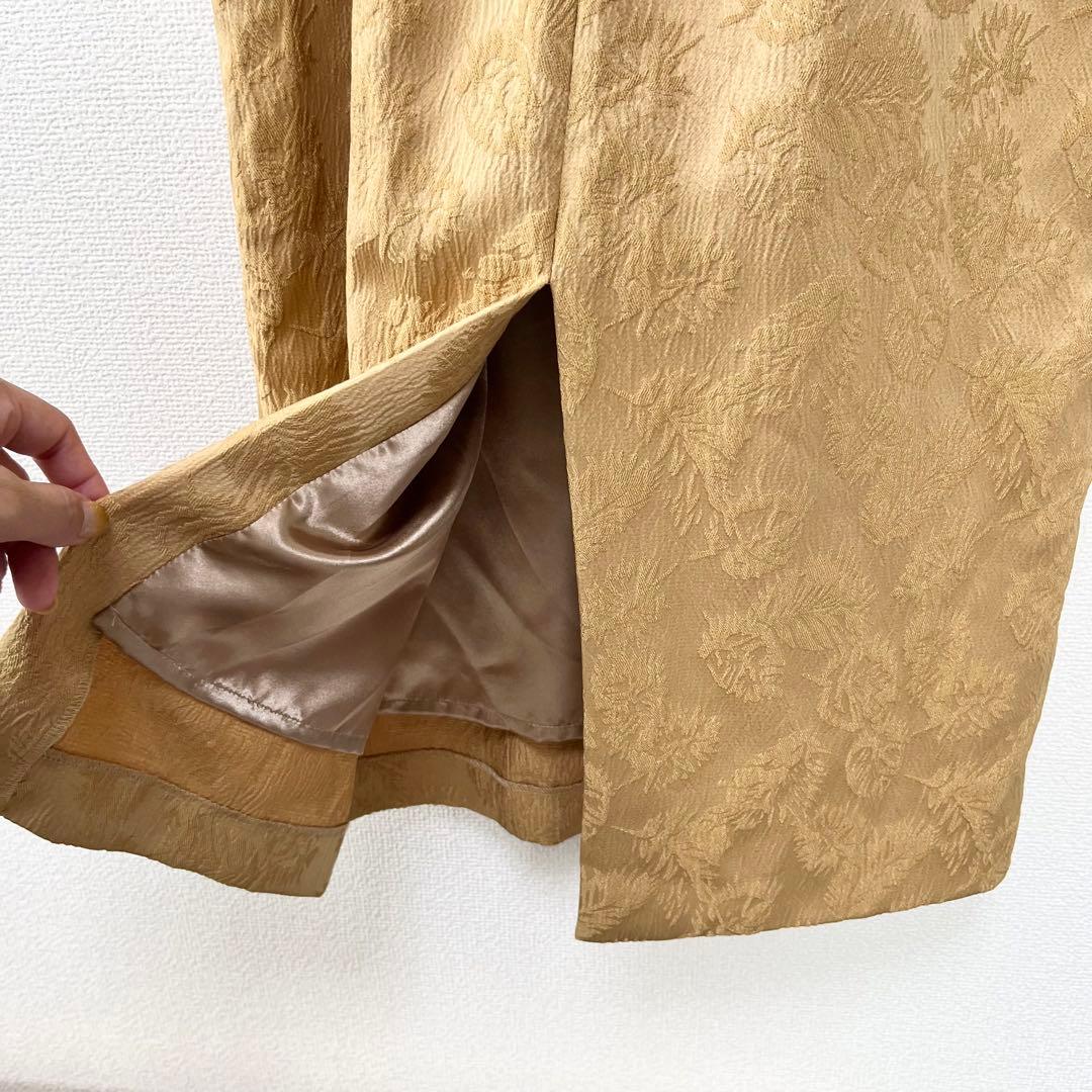 AIMER チュール　シアー　パーティドレス　ジャガード　Iライン　イエロー