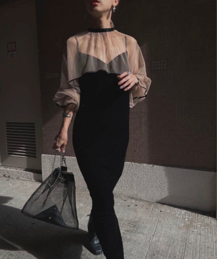 AMERI ベロアチュールドレス