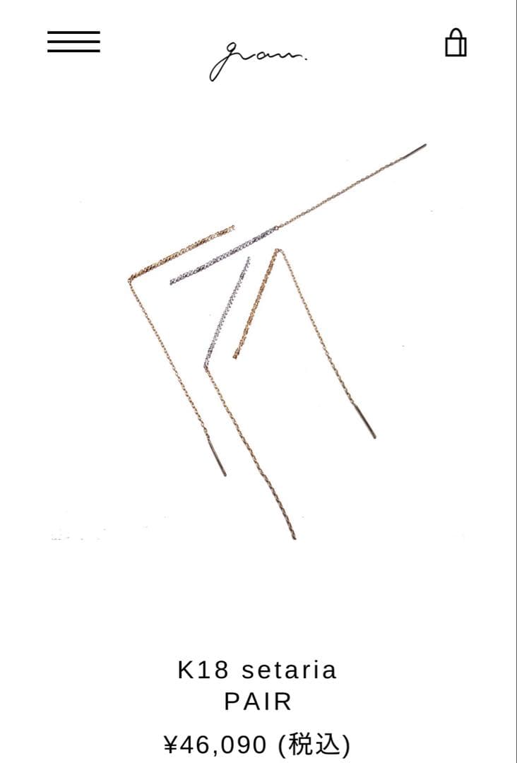 gram ピアス　K18 YG setaria PAIR