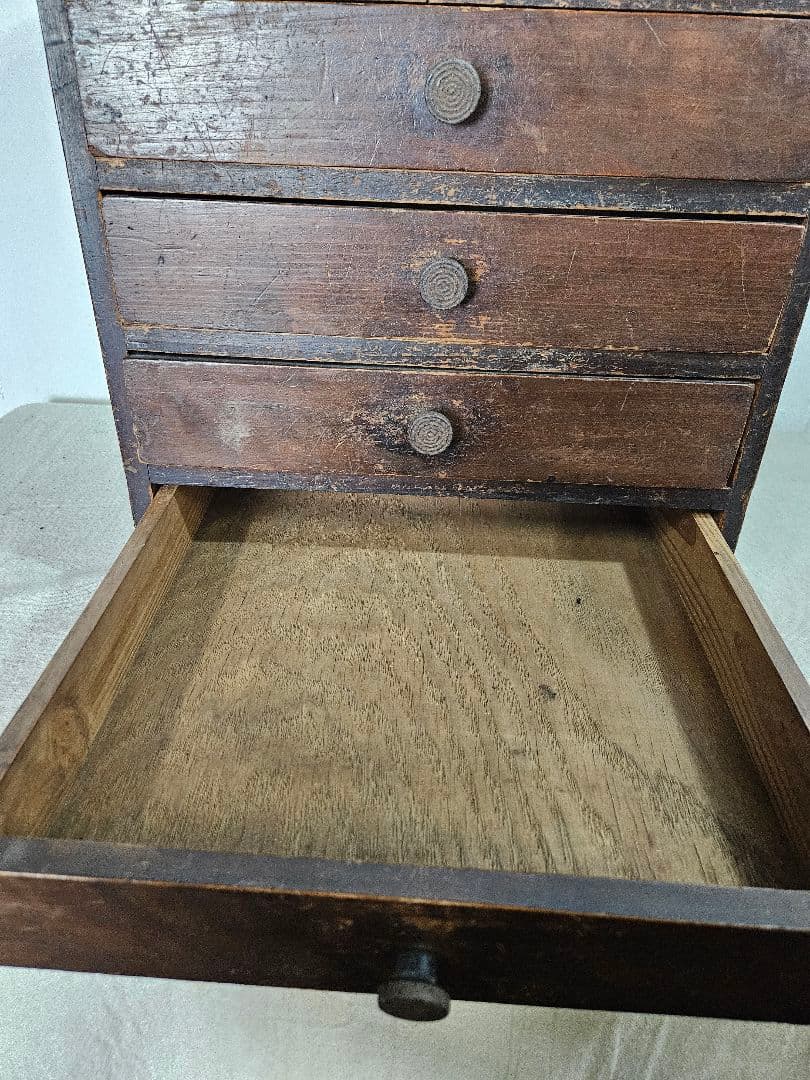 USヴィンテージ 木製の引出し 5段 小箪笥 チェスト 小物入れ 卓上 収納