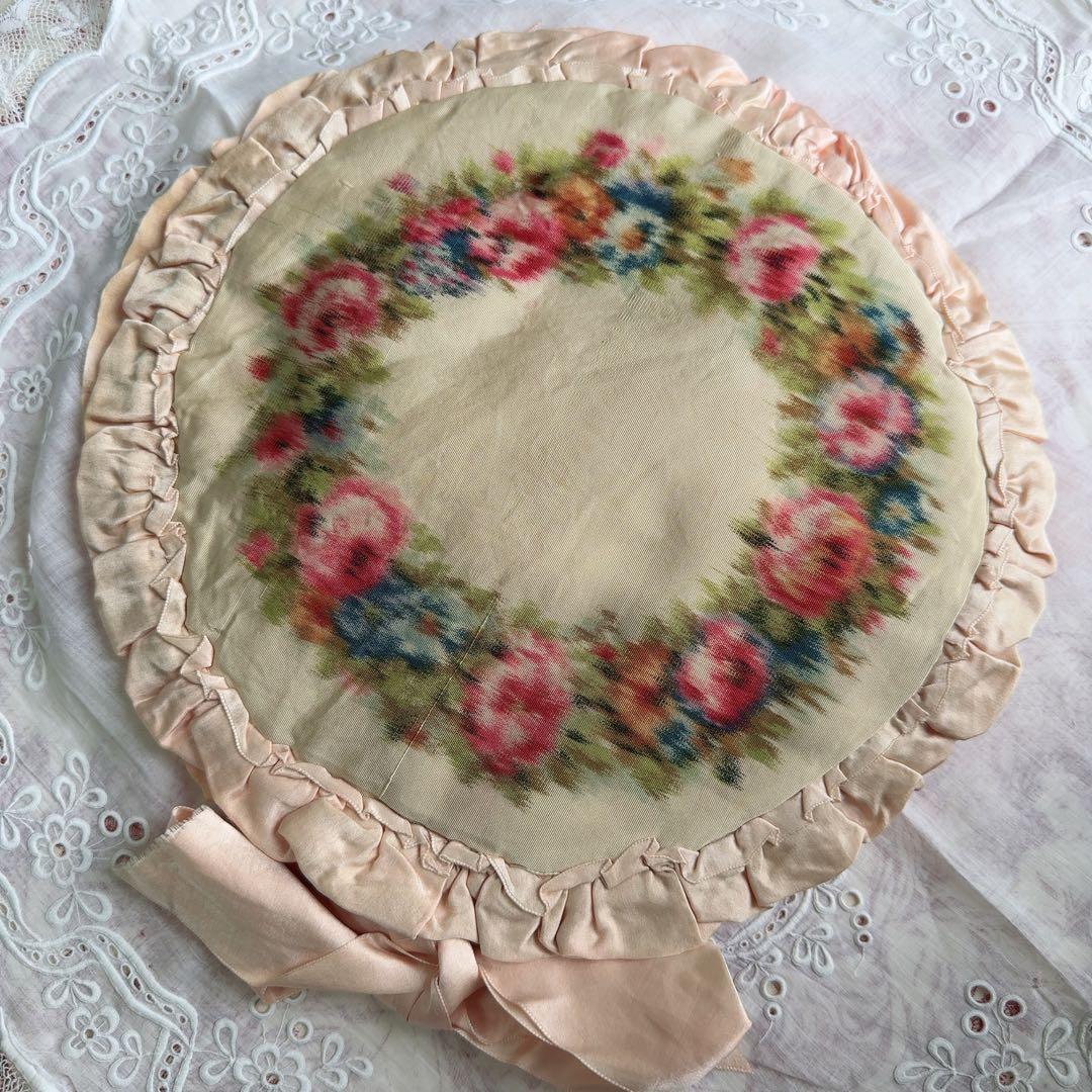 セール　フランスアンティーク　ぼかし織　ランジェリーケース　ハンキーケース