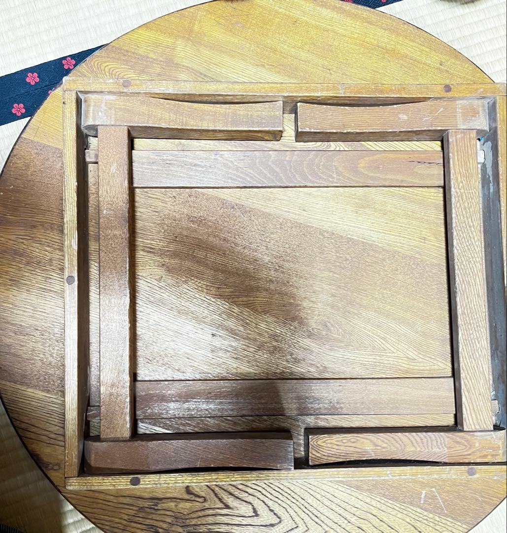 レトロ！円形木製座卓 ダークブラウン　61年前のものです！値下げ！アンティーク！