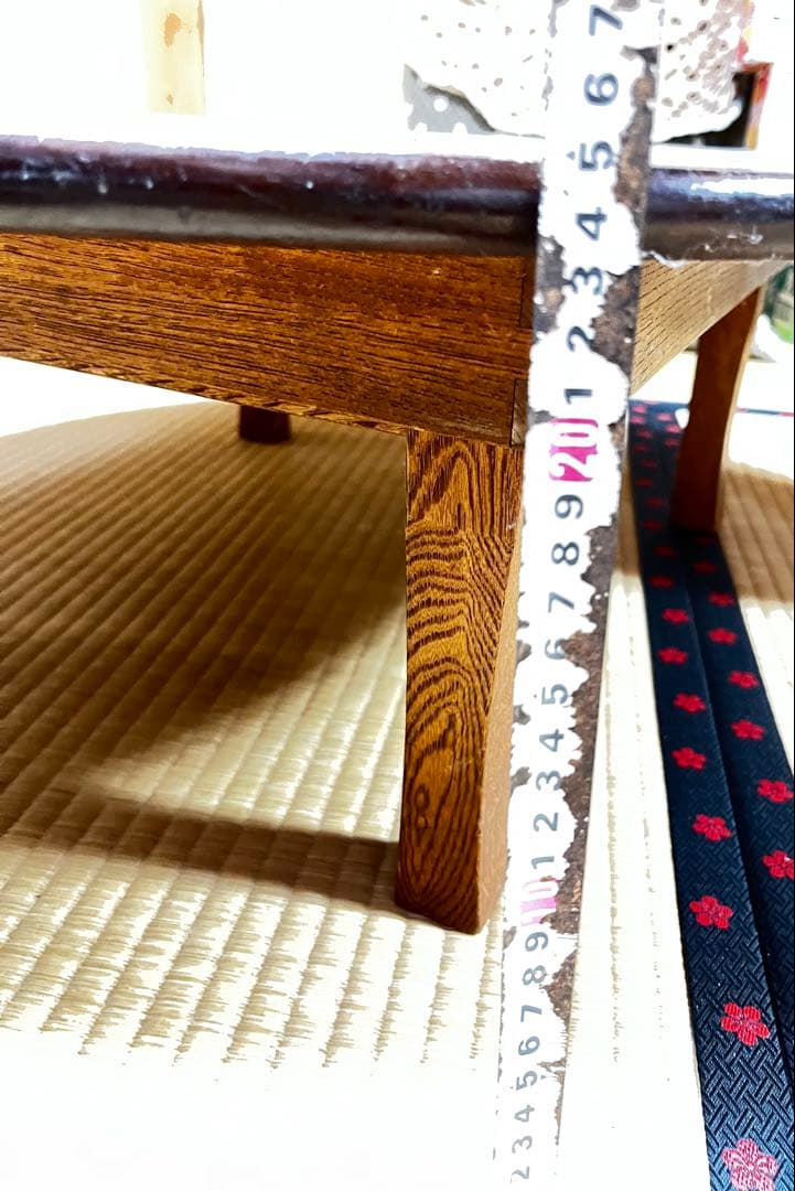 レトロ！円形木製座卓 ダークブラウン　61年前のものです！値下げ！アンティーク！