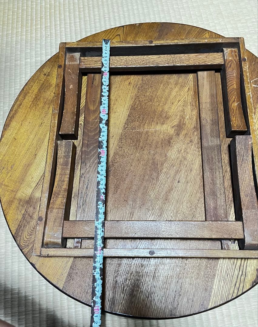 レトロ！円形木製座卓 ダークブラウン　61年前のものです！値下げ！アンティーク！