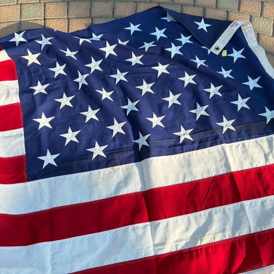 特大サイズ！BIG アメリカヴィンテージ星条旗刺繍フラッグ旗USA製アンティーク