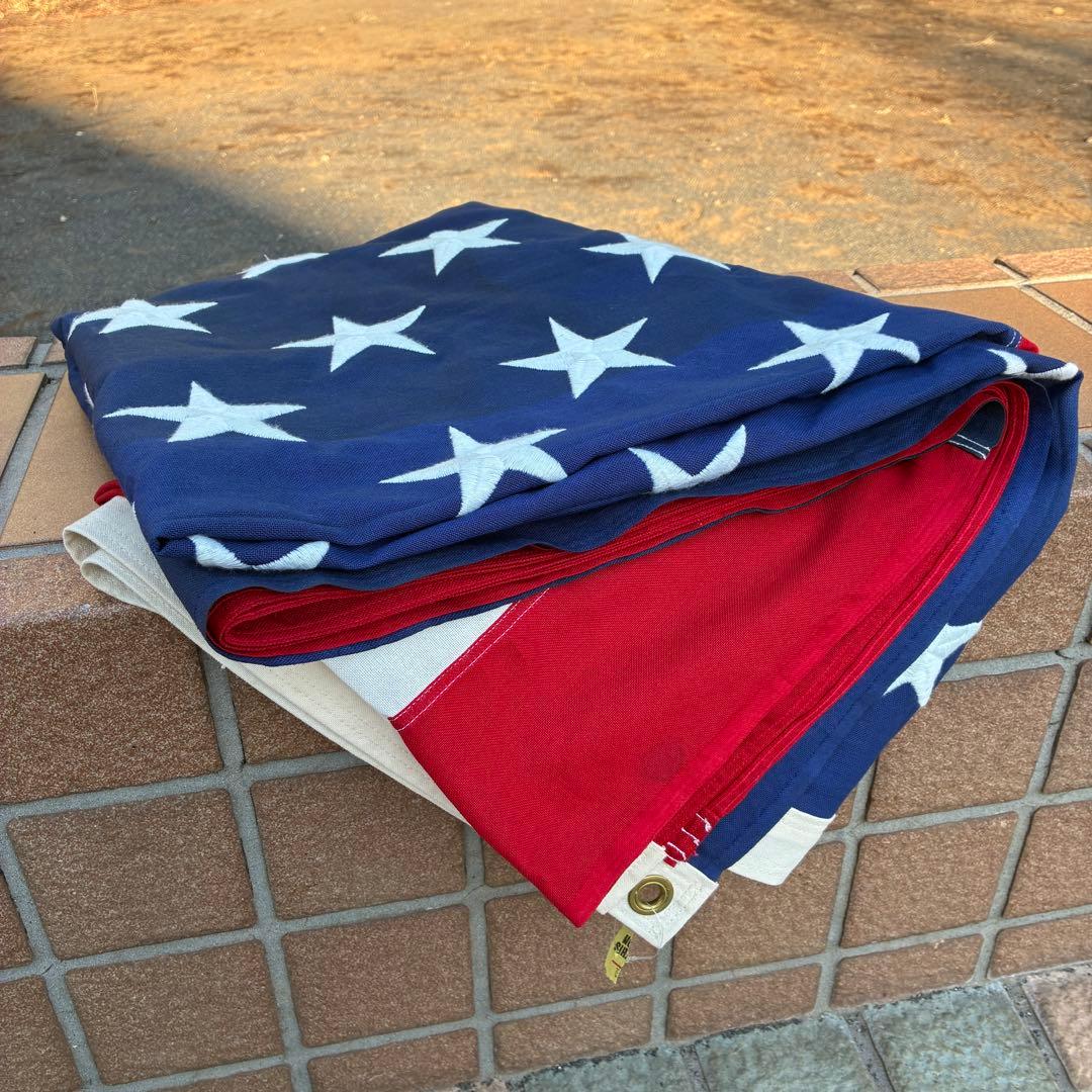 特大サイズ！BIG アメリカヴィンテージ星条旗刺繍フラッグ旗USA製アンティーク