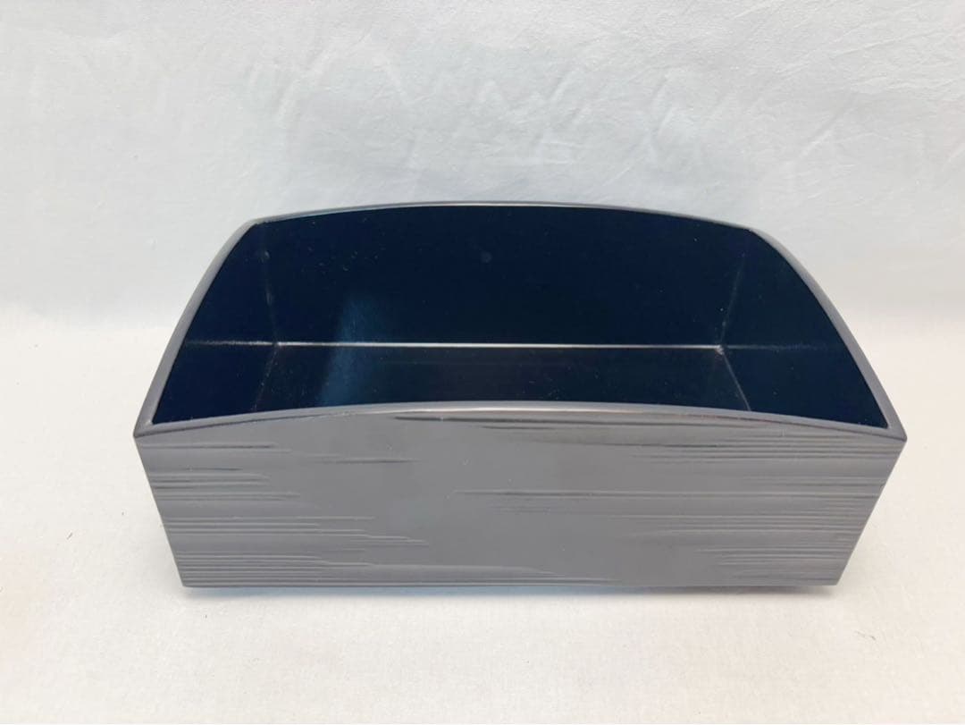 ほぼ未使用 茶道具 晓？作 黒塗 櫛形 煙草盆 如心斎好写し 粒足火入灰吹 共箱