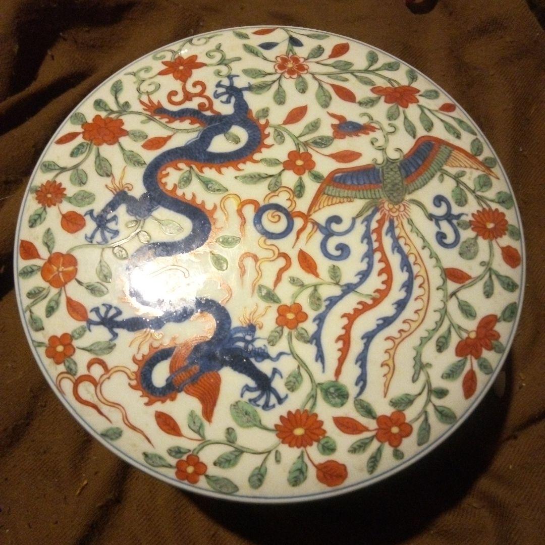 中国陶磁器　明萬歴赤絵　合子