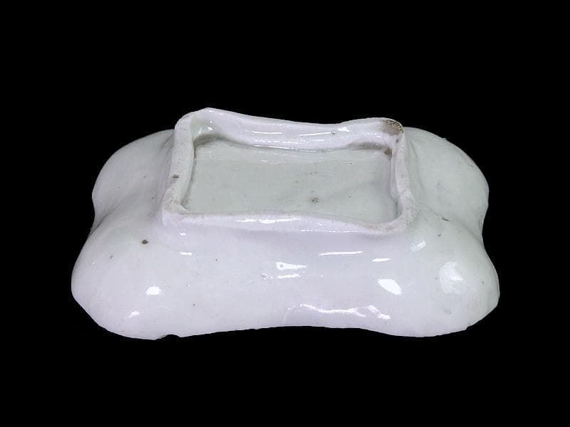 古伊万里　型刷印判　幾何学　市松紋様の図　変形皿　江戸期　AS-fbro