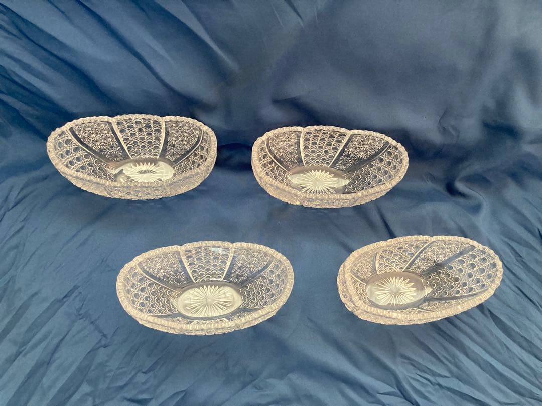 クリスタルガラス　沓形　向付4客