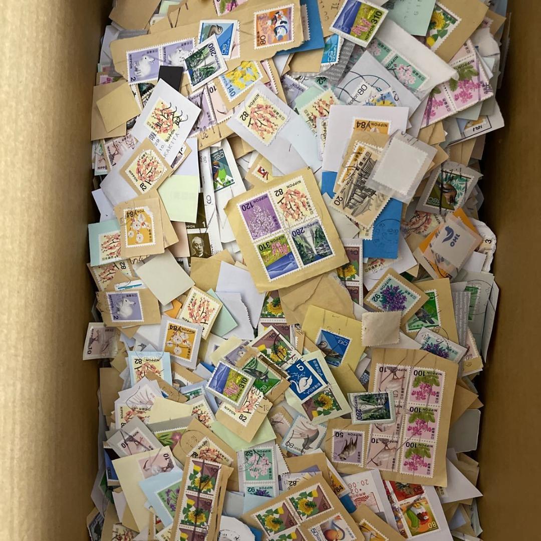 使用済み 紙付普通日本切手 10キロボックス 10kg 内容未確認