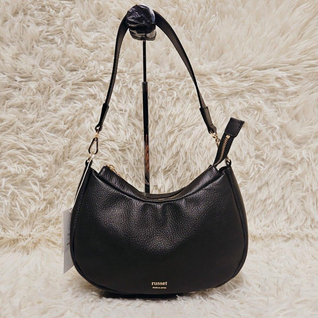 新品タグ russet ラシット ハンドバッグ トートバッグ ハーフムーン　黒