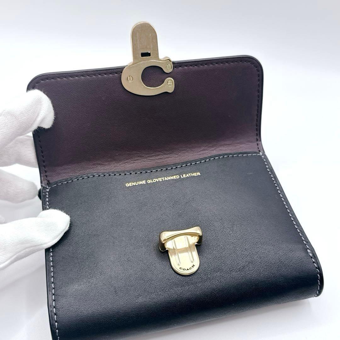 【極美品】 コーチ COACH レディース 2つ折り財布 保存分付き ブラック
